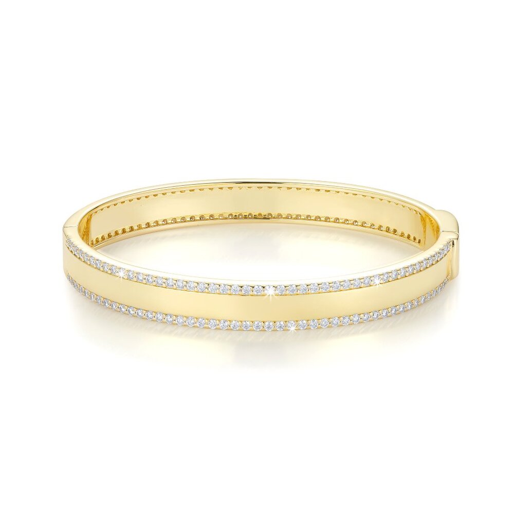 2 Row Round 14K (or 18k upon request) Yellow Gold Diamond Bangle Bracelet